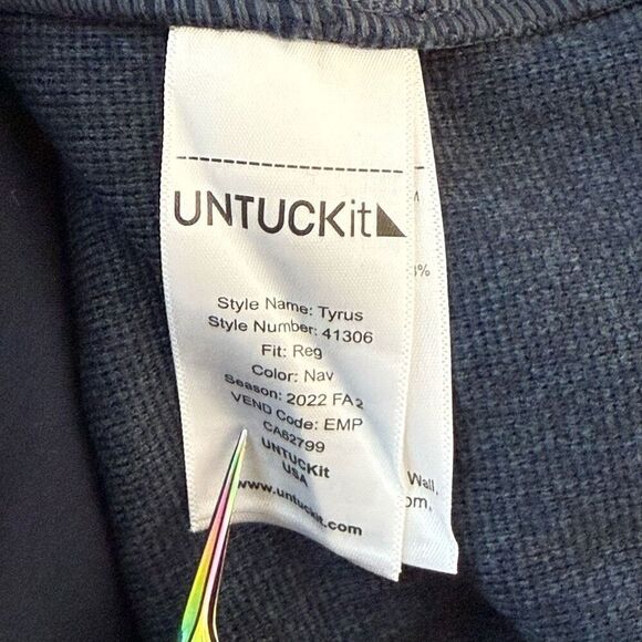 UntuckIt Tyrus Navy Blue Quarter Zip Shacket - Men’s US XL - Picture 7 of 9